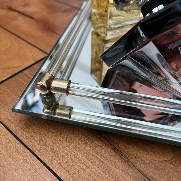 Vintage Avon Mirror and Glass Vanity Tray Gold Brass 8x11" - Picture 6 of 7